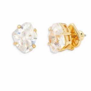 NEW Kate Spade Treasure Trove Stud Earrings Gold Clear Crystal CZ Cubic Zirconia
